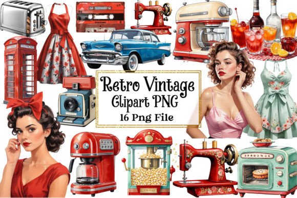 Download 1950s Retro Vintage Clipart Bundle - Clipart Collection