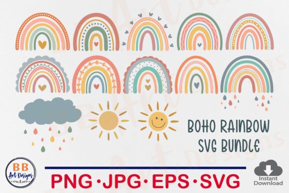 Download Boho Rainbow SVG Bundle, Rainbow Clipart - Clipart Collection