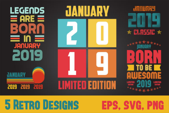Download 5 Retro Designs - January 2019 - January Collection