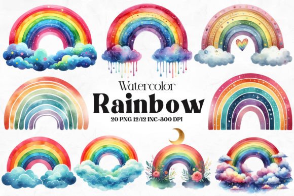 Download Watercolor Rainbow Clipart - Clipart Collection