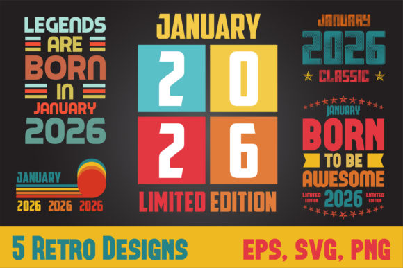 Download 5 Retro Designs - January 2026 - January Collection