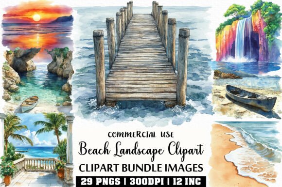 Download Watercolor Beach Landscape Clipart - Clipart Collection