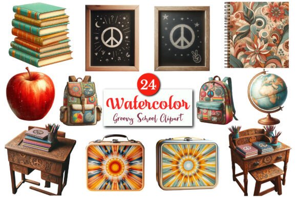 Download Watercolor Groovy School PNG Clipart - Clipart Collection