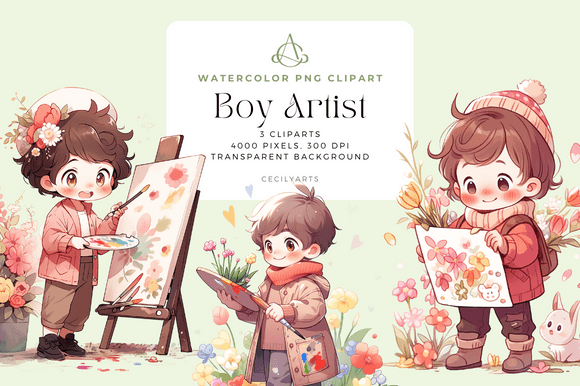 Download Watercolor Boy Artist Cliparts - Clipart Collection