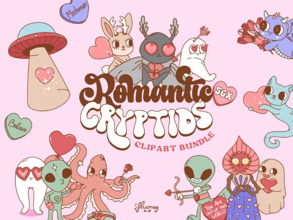 Download Cute Valentine's Day Cryptids Clipart - Clipart Collection