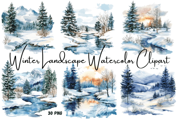 Download Watercolor Winter Landscape Clipart - Clipart Collection