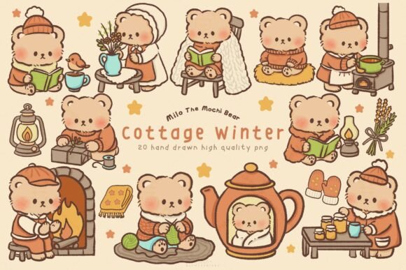 Download Kawaii Bear Cottage Winter Clipart - Clipart Collection