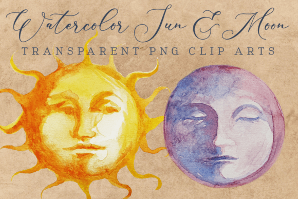 Download Magical Watercolor Sun and Moon Clipart - Clipart Collection