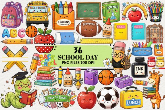 Download Kawaii School Day Clipart Bundle - Clipart Collection
