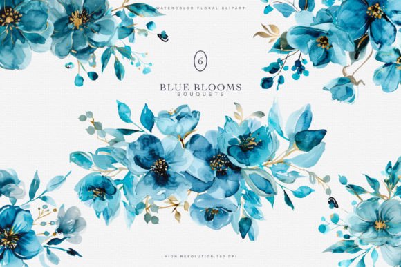 Download Watercolor Blue Flowers Clipart - Summer - Clipart Collection