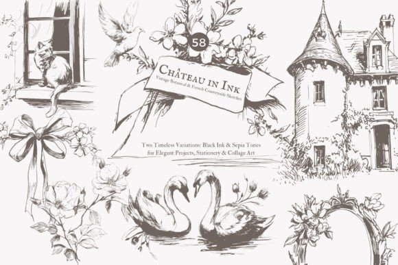 Download Vintage Clipart French Chateau Set - Clipart Collection