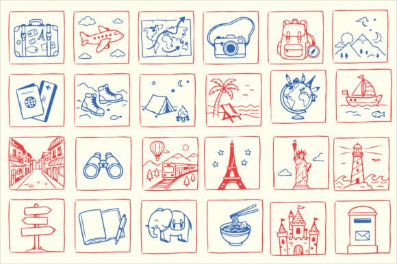 Download Travel Doodle Stamp Clipart Bundle SVG - Clipart Collection